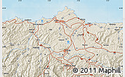 Shaded Relief Map of the area around 43° 27' 40" N, 5° 52' 30" W