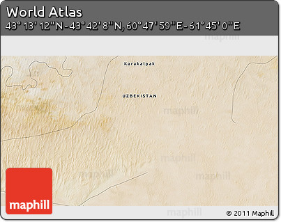 Satellite 3D Map of the Area around 43° 27' 40" N, 61° 16' 29" E