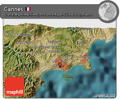 Satellite 3D Map of Cannes