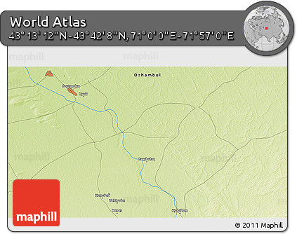 Physical 3D Map of the Area around 43° 27' 40" N, 71° 28' 29" E