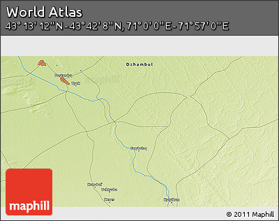 Physical 3D Map of the Area around 43° 27' 40" N, 71° 28' 29" E