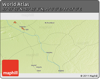 Physical 3D Map of the Area around 43° 27' 40" N, 71° 28' 29" E
