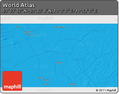 Political 3D Map of the Area around 43° 27' 40" N, 71° 28' 29" E