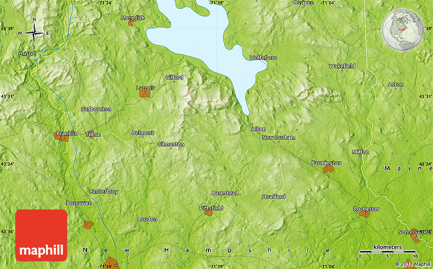 Physical Map of Canterbury