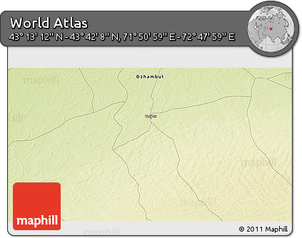 Physical 3D Map of the Area around 43° 27' 40" N, 72° 19' 29" E