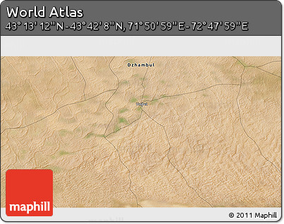 Satellite 3D Map of the Area around 43° 27' 40" N, 72° 19' 29" E