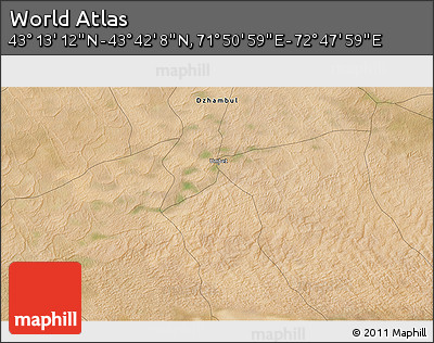 Satellite 3D Map of the Area around 43° 27' 40" N, 72° 19' 29" E