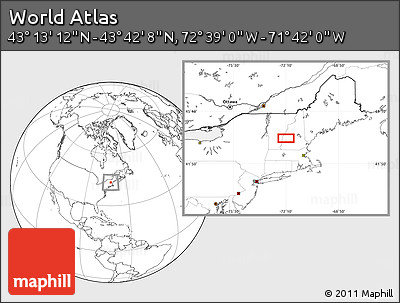 Blank Location Map of the Area around 43° 27' 40" N, 72° 10' 30" W