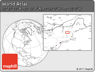 Blank Location Map of the Area around 43° 27' 40" N, 72° 10' 30" W