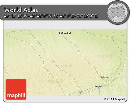 Physical 3D Map of the Area around 43° 27' 40" N, 73° 10' 30" E