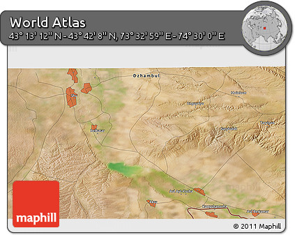 Satellite 3D Map of the Area around 43° 27' 40" N, 74° 1' 30" E