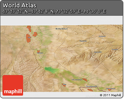 Satellite 3D Map of the Area around 43° 27' 40" N, 74° 1' 30" E