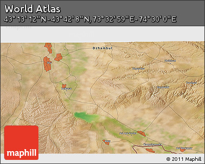 Satellite 3D Map of the Area around 43° 27' 40" N, 74° 1' 30" E