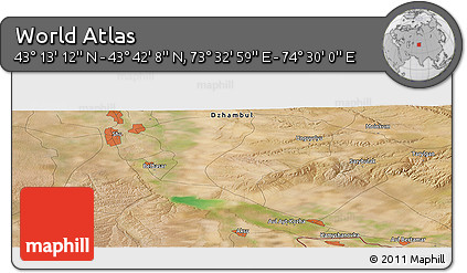 Satellite Panoramic Map of the Area around 43° 27' 40" N, 74° 1' 30" E