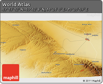Physical 3D Map of the Area around 43° 27' 40" N, 74° 52' 30" E