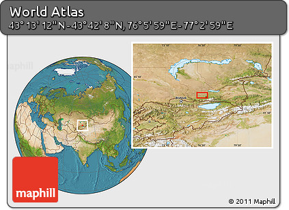Satellite Location Map of the Area around 43° 27' 40" N, 76° 34' 29" E