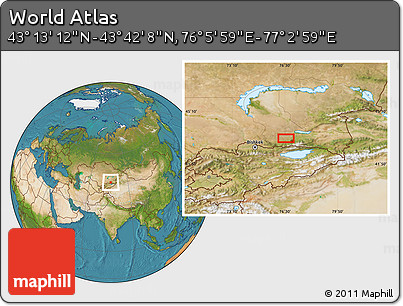 Satellite Location Map of the Area around 43° 27' 40" N, 76° 34' 29" E