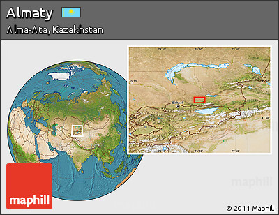 Satellite Location Map of Almaty