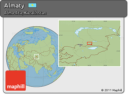 Savanna Style Location Map of Almaty