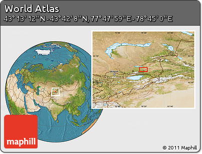 Satellite Location Map of the Area around 43° 27' 40" N, 78° 16' 30" E