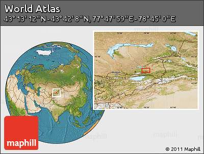 Satellite Location Map of the Area around 43° 27' 40" N, 78° 16' 30" E