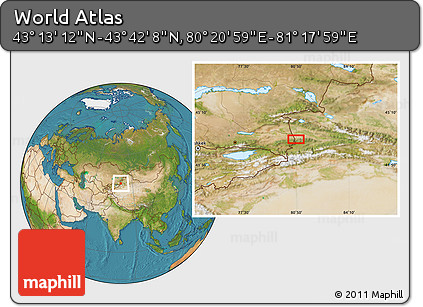 Satellite Location Map of the Area around 43° 27' 40" N, 80° 49' 29" E