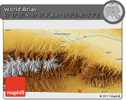 Physical 3D Map of the Area around 43° 27' 40" N, 81° 40' 30" E