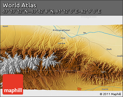 Physical 3D Map of the Area around 43° 27' 40" N, 81° 40' 30" E
