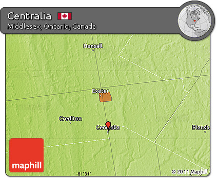 Physical Map of Centralia