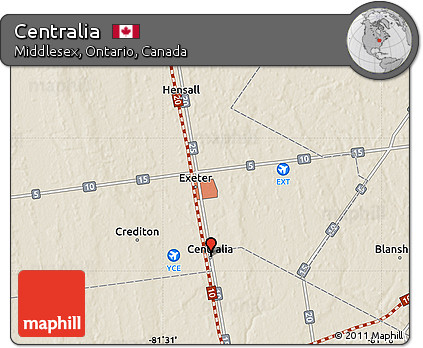 Shaded Relief Map of Centralia