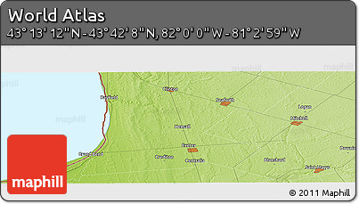 Physical Panoramic Map of the Area around 43° 27' 40" N, 81° 31' 30" W