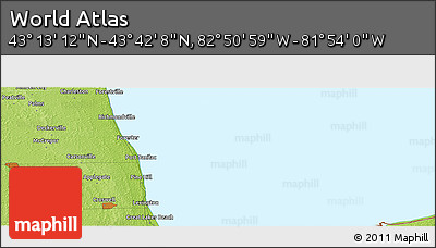 Physical Panoramic Map of the Area around 43° 27' 40" N, 82° 22' 30" W