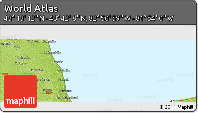 Physical Panoramic Map of the Area around 43° 27' 40" N, 82° 22' 30" W
