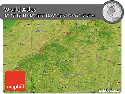 Satellite Map of the Area around 43° 27' 40" N, 83° 13' 29" W