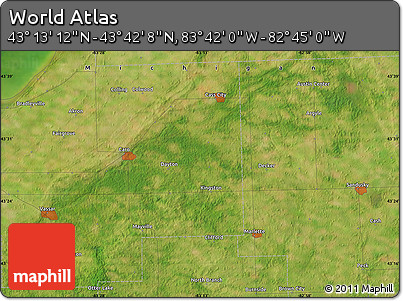 Satellite Map of the Area around 43° 27' 40" N, 83° 13' 29" W