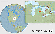 Savanna Style Location Map of Midland, hill shading