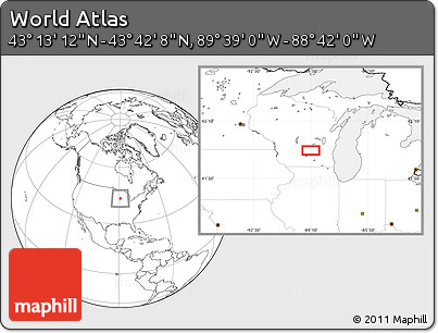 Blank Location Map of the Area around 43° 27' 40" N, 89° 10' 30" W