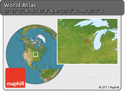 Satellite Location Map of the Area around 43° 27' 40" N, 89° 10' 30" W