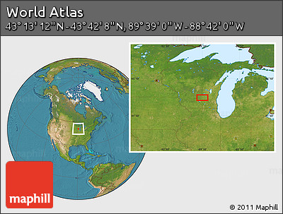 Satellite Location Map of the Area around 43° 27' 40" N, 89° 10' 30" W
