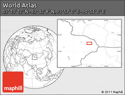 Blank Location Map of the Area around 43° 27' 40" N, 94° 25' 30" E