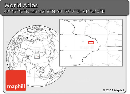 Blank Location Map of the Area around 43° 27' 40" N, 94° 25' 30" E