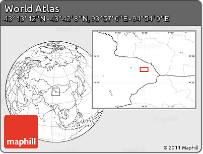 Blank Location Map of the Area around 43° 27' 40" N, 94° 25' 30" E
