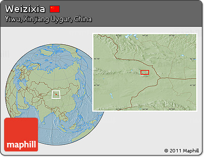 Savanna Style Location Map of Weizixia, hill shading