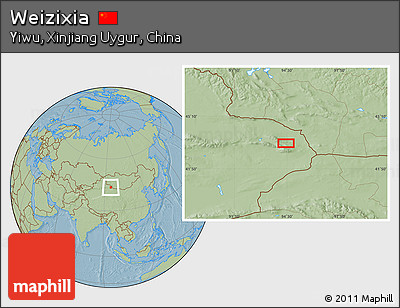 Savanna Style Location Map of Weizixia, hill shading