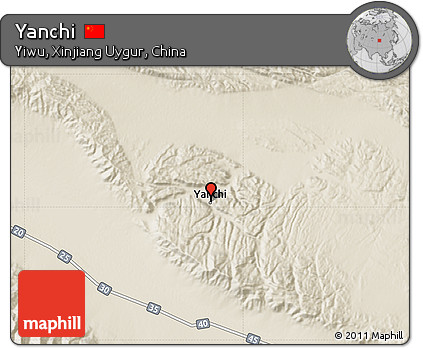 Shaded Relief Map of Yanchi