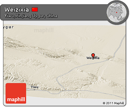 Shaded Relief Panoramic Map of Weizixia