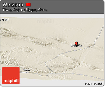 Shaded Relief Panoramic Map of Weizixia