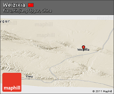 Shaded Relief Panoramic Map of Weizixia