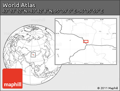 Blank Location Map of the Area around 43° 27' 40" N, 96° 7' 30" E