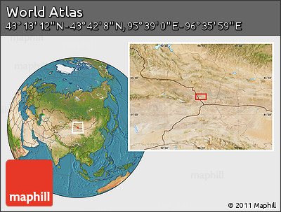 Satellite Location Map of the Area around 43° 27' 40" N, 96° 7' 30" E